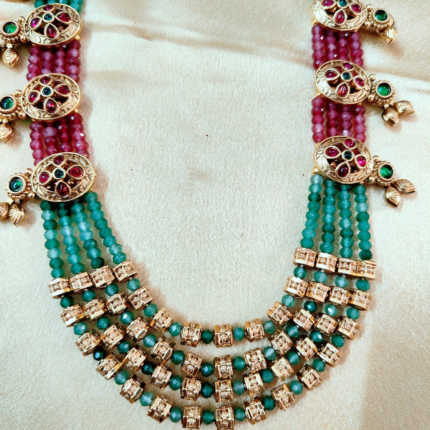 Elegant Multi-Strand Beaded Necklace Set with Colorful Accents